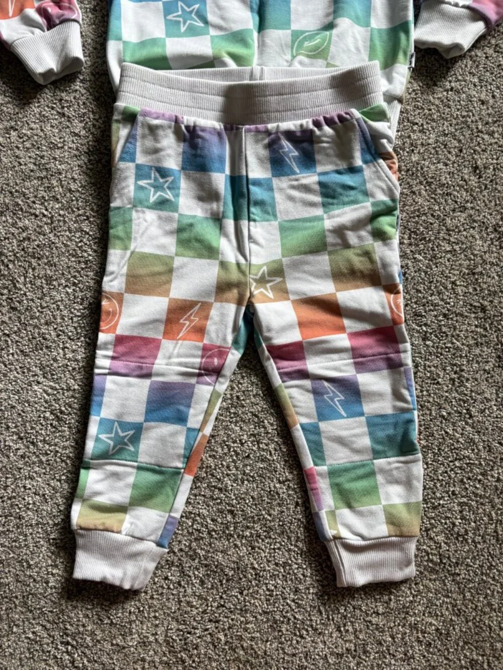 Toddler Little Sleepies Size 2, 24month, Cheery Checks Outfit Sweatshirt and Jog